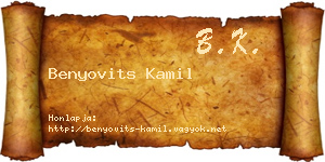 Benyovits Kamil névjegykártya